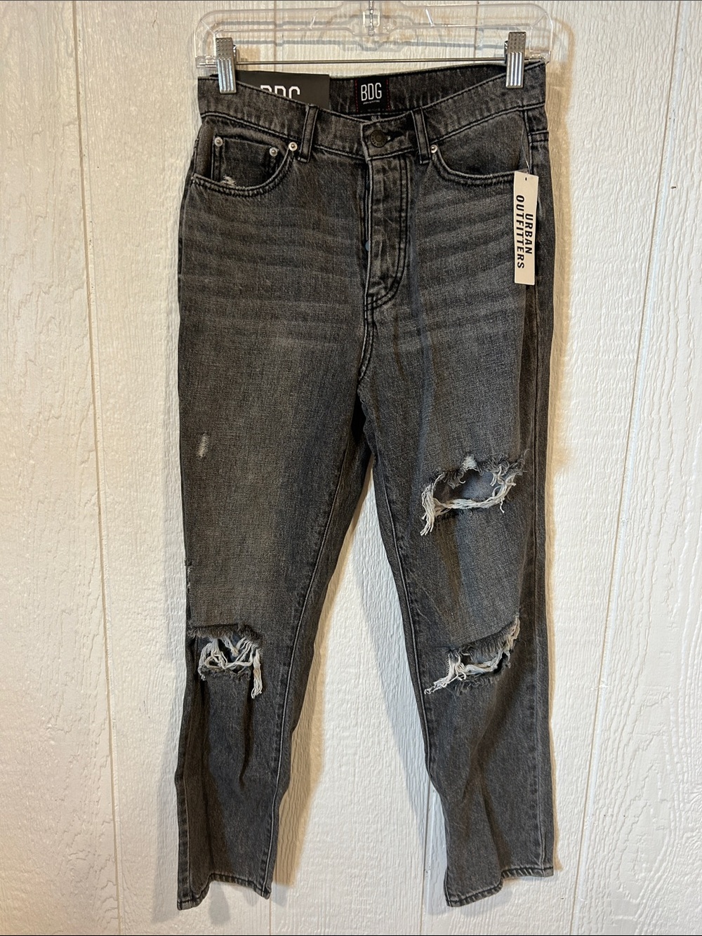 NEW Urban Outfitters BDG High-Rise Distressed Charcoal Black Jeans
